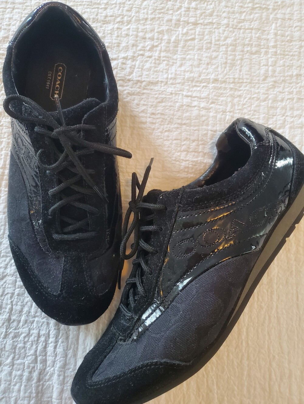 Coach Remonna Low Top Sneakers - suede, patent leather, and signature Logo